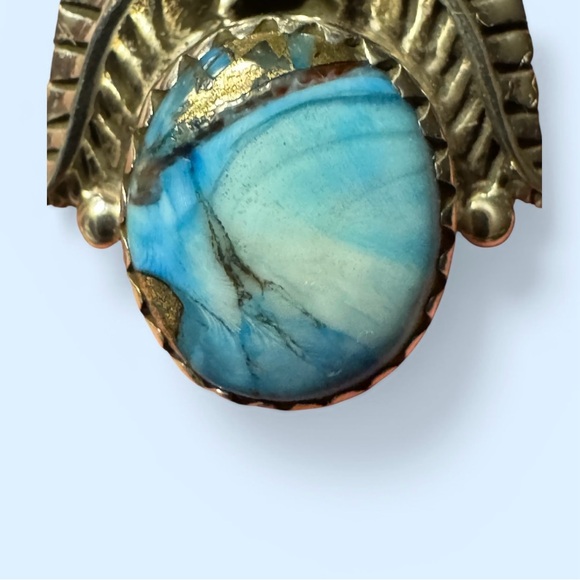 Vintage Genuine Turquoise Stone Sterling Silver 925 Pierced Earrings - Picture 4 of 5